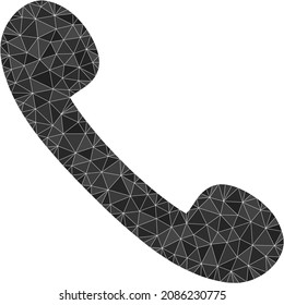 Low-poly phone receiver icon illustration is constructed with randomized filled triangles. Triangle phone receiver polygonal symbol vector illustration. Phone Receiver icon is filled with triangles.