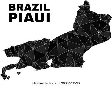 Low-poly Piaui State map. Polygonal Piaui State map vector is designed from scattered triangles. Triangulated Piaui State map polygonal collage for education purposes.