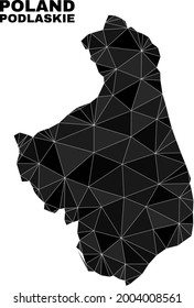 Low-poly Podlaskie Voivodeship map. Polygonal Podlaskie Voivodeship map vector is combined with random triangles. Triangulated Podlaskie Voivodeship map polygonal model for political illustrations.