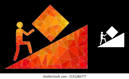 lowpoly pointless task icon with fire vibrant gradient. Triangulated fire vibrant pointless task polygonal 2d illustration.
