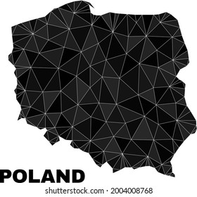 lowpoly Poland map. Polygonal Poland map vector is combined from scattered triangles. Triangulated Poland map polygonal model for patriotic purposes.