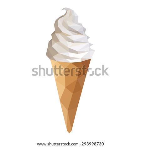 low-poly polygon ice cream cone