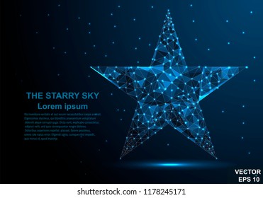 Low-poly. Polygon. Star. style. Bright illustration. Triangle. Connections. For your design.