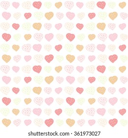 Low-poly polygonal background. Valentine's Day. Seamless pattern with geometric hearts. Holiday template. Abstract texture made of triangles. Outline. For wallpaper, web page, surface textures.