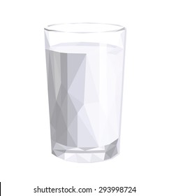 low-poly polygonal glass full of milk sour cream yogurt