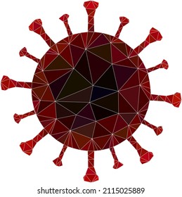 Low-Poly polygonal red virus icon illustration. Vector red virus icon filled with triangles. Low-poly red virus designed of random triangles.