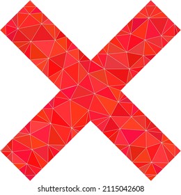 Lowpoly polygonal reject cross symbol illustration. Vector reject cross icon filled with triangles. Lowpoly reject cross constructed with randomized triangles.