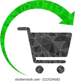 Low-Poly polygonal repeat shopping order icon illustration. Vector repeat shopping order icon filled with triangles. Low-poly repeat shopping order designed from randomized triangles.