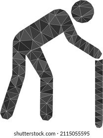 Low-Poly polygonal retired person 2d illustration. Vector retired person icon is filled using triangle mosaic. Low-poly retired person is designed with random triangles.