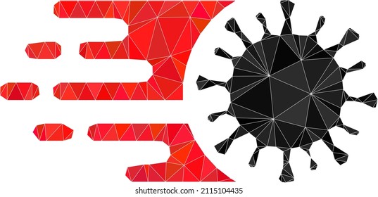 Low-Poly polygonal rush virus symbol illustration. Vector rush virus icon is filled with triangle mosaic. Low-poly rush virus is combined with random triangles.
