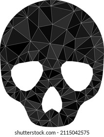 Low-Poly polygonal skull icon illustration. Vector skull icon is filled with triangles. Lowpoly skull constructed with scattered triangles.