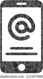 Low-Poly polygonal smartphone address info icon illustration. Vector smartphone address info icon is filled with triangles. Low-poly smartphone address info designed from random triangles.