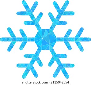 Ilustración 2d del copo de nieve poligonal de bajo contenido de polos. El icono del copo de nieve vectorial está lleno de triángulos. Copo de nieve de popa baja diseñado con triángulos dispersos.