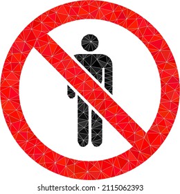 Low-Poly-Poly-Stopp-man-Icon-Illustration. Vektor stoppen Mann Symbol gefüllt mit Dreiecken. Low-Poly-Stopp-Mann mit chaotischen Dreiecken.