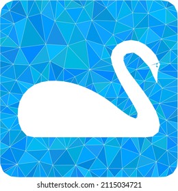 Low-Poly polygonal swan icon illustration. Vector swan icon is filled with triangle mosaic. Low-poly swan is combined with randomized triangles.