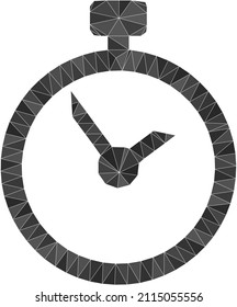 Lowpoly polygonal time 2d illustration. Vector time icon filled with triangles. Lowpoly time is constructed with scattered triangles.