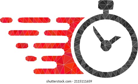 Ilustración de icono de tiempo poligonal de poligonal bajo. Icono de tiempo del vector rellenado con triángulos. Tiempo bajo de polos construido con triángulos aleatorios.