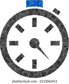 Low-Poly polygonal timer 2d illustration. Vector timer icon is filled with triangles. Low-poly timer is designed from scattered triangles.