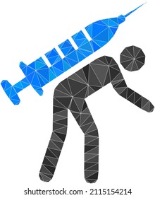Low-Poly polygonal vaccine courier 2d illustration. Vector vaccine courier icon is filled with triangles. Low-poly vaccine courier is combined with randomized triangles.