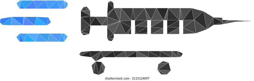 Lowpoly polygonal vaccine delivery symbol illustration. Vector vaccine delivery icon is filled with triangles. Low-poly vaccine delivery is combined with random triangles.