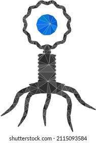 Low-Poly polygonal virus cell icon illustration. Vector virus cell icon is filled with triangle mosaic. Low-poly virus cell constructed with scattered triangles.