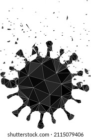 Low-Poly polygonal virus dissipation 2d illustration. Vector virus dissipation icon filled with triangles. Low-poly virus dissipation designed with random triangles.