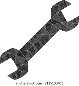 Low-Poly polygonal wrench icon illustration. Vector wrench icon is filled with triangle mosaic. Low-poly wrench is constructed of random triangles.