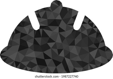 Low-poly protective helmet combined of random filled triangles. Triangle protective helmet polygonal 2d illustration. Protective Helmet icon is filled with triangles.