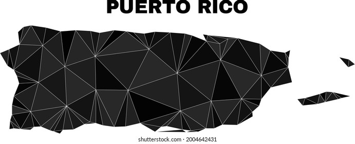 Low-poly Puerto Rico map. Polygonal Puerto Rico map vector constructed with randomized triangles. Triangulated Puerto Rico map polygonal abstraction for education posters.