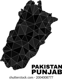 lowpoly Punjab Province map. Polygonal Punjab Province map vector constructed with random triangles. Triangulated Punjab Province map polygonal model for political templates.