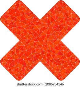 Low-poly reject icon image is constructed with chaotic filled triangles. Triangulated reject polygonal 2d vector illustration. Reject icon is filled with triangles.