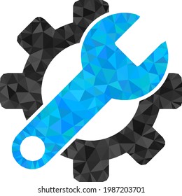 Low-poly repair tools constructed of chaotic filled triangles. Triangle repair tools polygonal icon illustration. Repair Tools icon is filled with triangles.