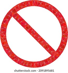 Low-poly restricted icon illustration is designed from random filled triangles. Triangulated restricted polygonal 2d vector illustration. Restricted icon is filled with triangles.