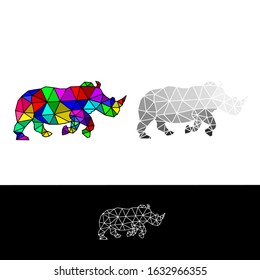 lowpoly rhino polygonal origami pop art colorfull editable eps