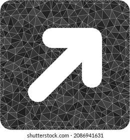 Low-poly right up direction icon image is combined with chaotic filled triangles. Triangle right up direction polygonal symbol vector illustration. Right up Direction icon is filled with triangles.