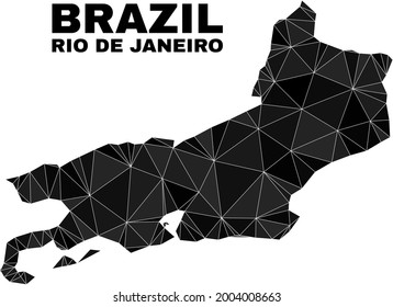 Low-poly Rio de Janeiro State map. Polygonal Rio de Janeiro State map vector filled of scattered triangles. Triangulated Rio de Janeiro State map polygonal collage for patriotic templates.