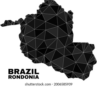 Low-poly Rondonia State map. Polygonal Rondonia State map vector constructed with randomized triangles. Triangulated Rondonia State map polygonal model for education posters.