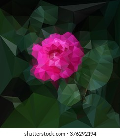 Low-poly rose.  Abstract polygonal flower. Love symbol. Romantic background for Valentines day  .