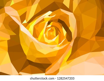Low-poly rose. Vector Illustration. Abstract polygonal flower. Yellow rose flover