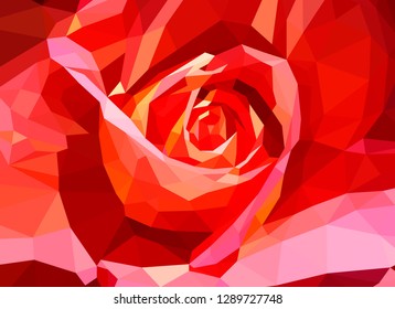Low-poly rose. Vector Illustration. Abstract polygonal flower. Love symbol.
