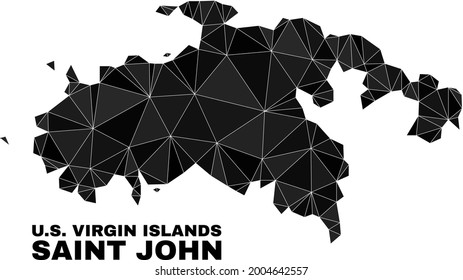 Low-poly Saint John Island map. Polygonal Saint John Island map vector filled with scattered triangles. Triangulated Saint John Island map polygonal abstraction for patriotic templates.