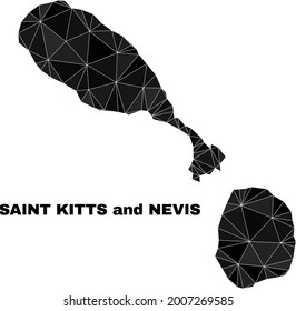 lowpoly Saint Kitts and Nevis map. Polygonal Saint Kitts and Nevis map vector is filled of scattered triangles. Triangulated Saint Kitts and Nevis map polygonal collage for political posters.