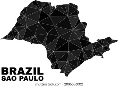 Low-poly Sao Paulo State map. Polygonal Sao Paulo State map vector filled of chaotic triangles. Triangulated Sao Paulo State map polygonal abstraction for political purposes.