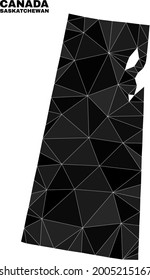 lowpoly Saskatchewan Province map. Polygonal Saskatchewan Province map vector is designed with randomized triangles. Triangulated Saskatchewan Province map polygonal model for patriotic posters.