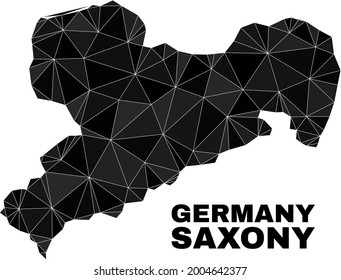 Low-poly Saxony Land map. Polygonal Saxony Land map vector is combined of scattered triangles. Triangulated Saxony Land map polygonal collage for patriotic purposes.