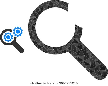 lowpoly search engine icon on a white background. Flat geometric polygonal illustration based on search engine icon. Polygonal search engine vector is filled of scattered triangles.