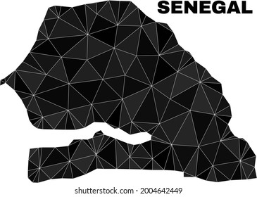 Low-poly Senegal map. Polygonal Senegal map vector is filled from random triangles. Triangulated Senegal map polygonal model for education templates.