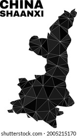 Karte der Woiwodschaft Shaanxi mit niedriger Poly-Größe. Polygonal Shaanxi Provinz Karte Vektor aus verstreuten Dreiecken entworfen. Die Provinz Triangulated Shaanxi hat polygonale Abstraktion für patriotische Plakate kartiert.