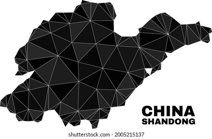 Low-poly Shandong Province map. Polygonal Shandong Province map vector constructed from randomized triangles. Triangulated Shandong Province map polygonal model for political templates.