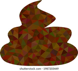 Basura de polos bajos combinada de triángulos rellenos al azar. Ilustración de iconos poligonales de porquería triangular. El icono de mierda está lleno de triángulos. Ilustración poligonal geométrica plana basada en pictograma de mierda.